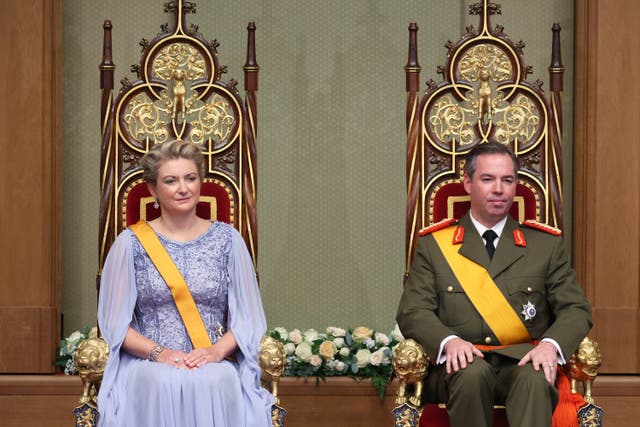 <p>Luxembourg's Grand Duke Guillaume, right, and Luxembourg's Grand Duchess Stephanie</p>