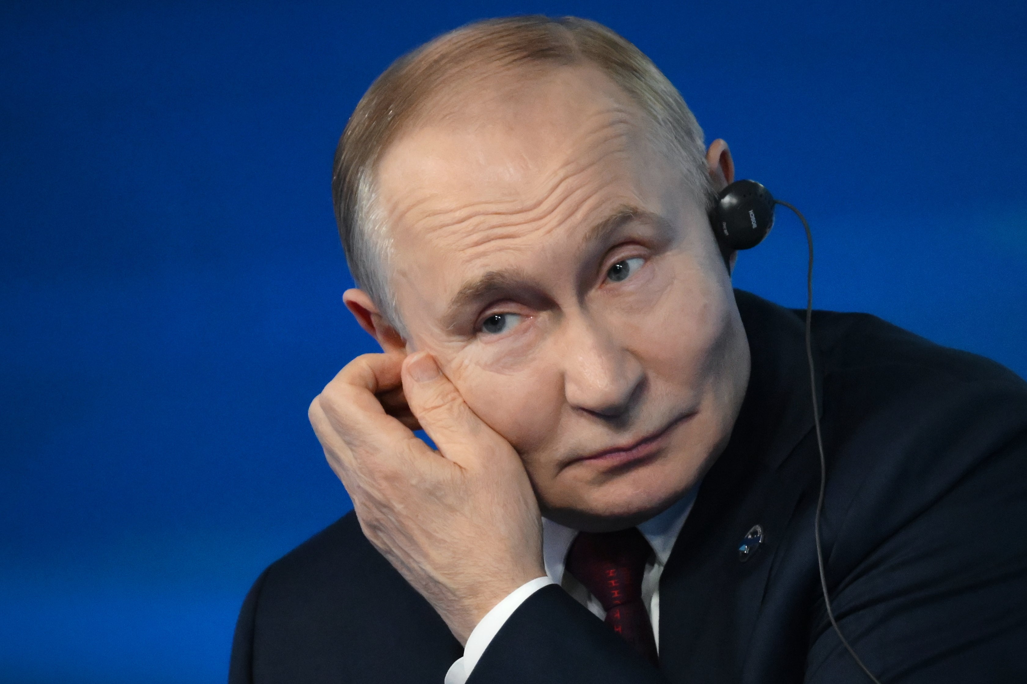 Russian President Vladimir Putin answered questions during a meeting with foreign policy experts at Valdai Discussion Club at the Black Sea Resort in Russia on Thursday, October 2, 2025.