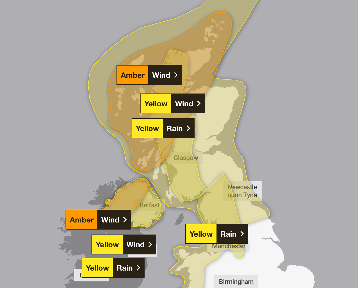 Met office has issued seven season warnings across UK