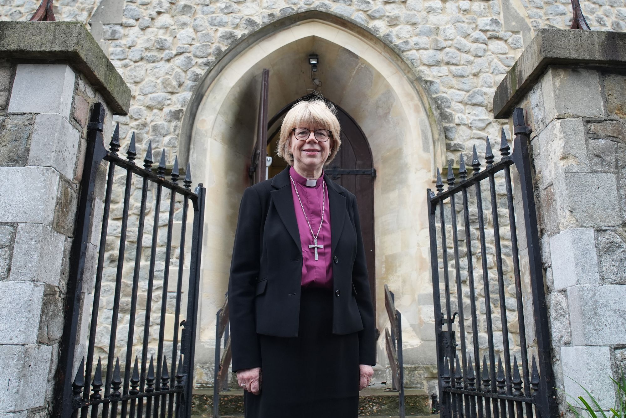 Cantorbury-Deejine Dame Sara Mully's Archbishop Cantorbury, Mulli during a visit to All Service Church at Kent