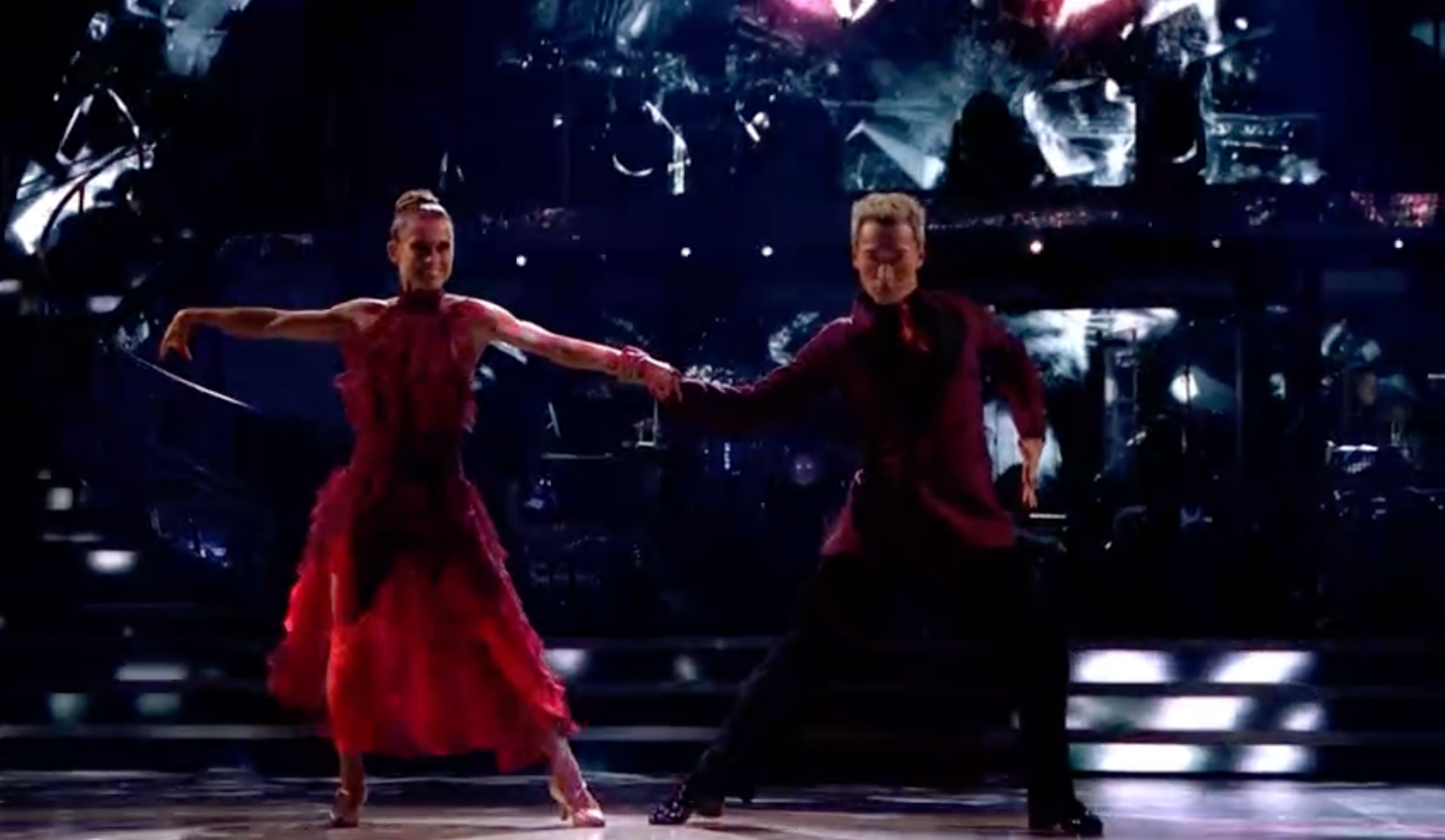 Karen Carney and Carlos Gu perform a Tango on week two of ‘Strictly Come Dancing’
