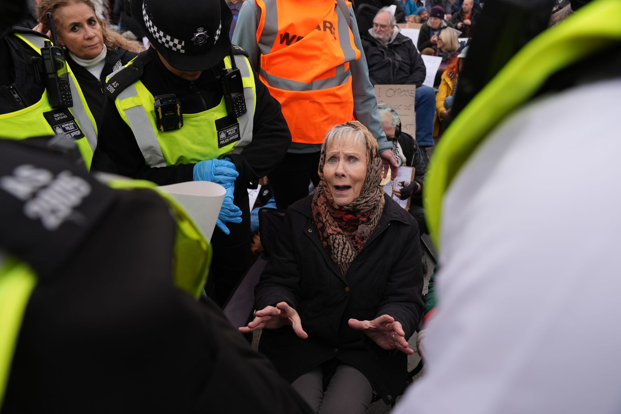 <p>Police remove protesters taking part in a demonstration organised by Defend our Juries, in support of Palestine Action in Trafalgar Square, London. Picture date: Saturday October 4, 2025. PA Photo. Photo credit should read: Maja Smiejkowska/PA Wire</p>
