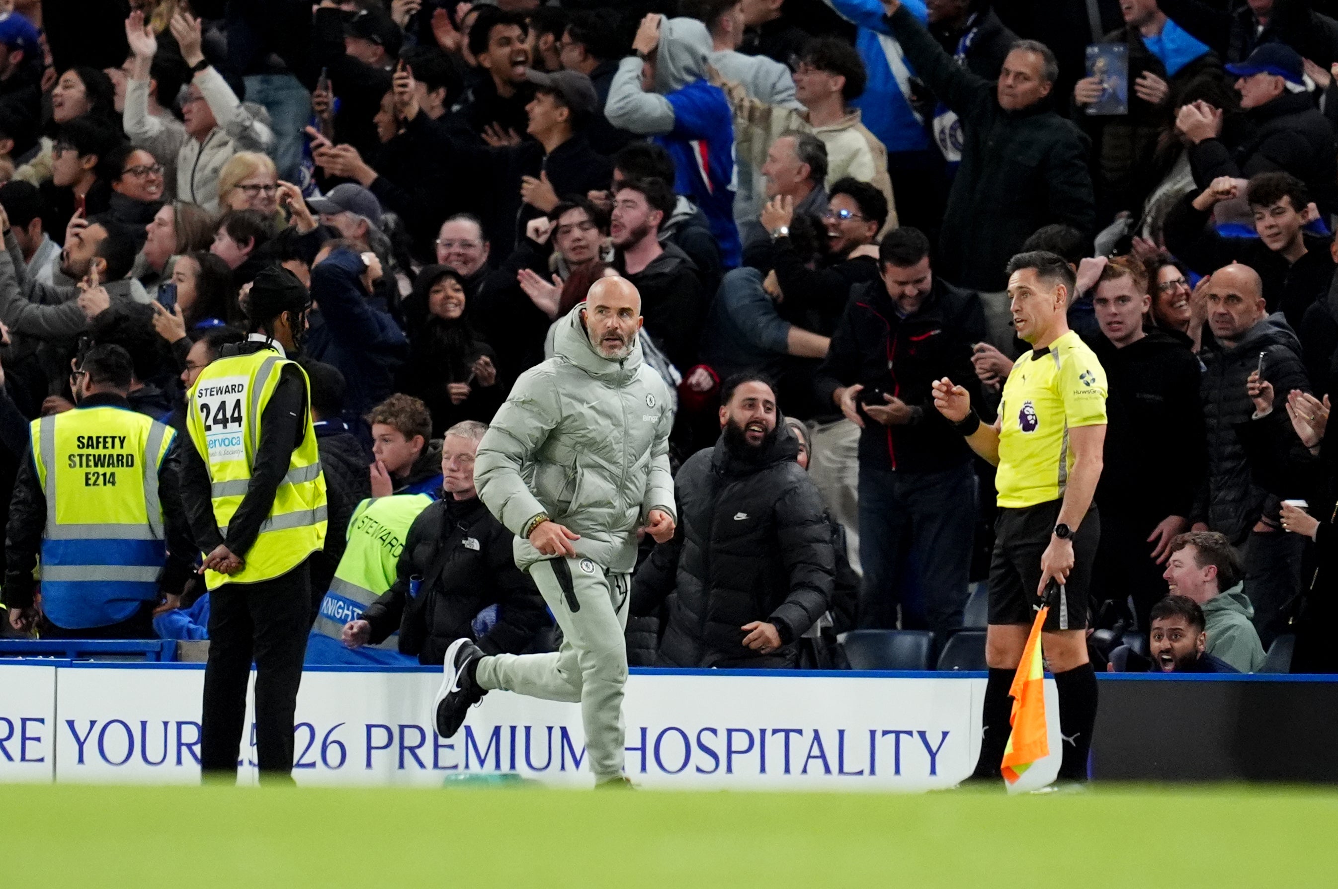Maresca runs back to the bench after celebrating