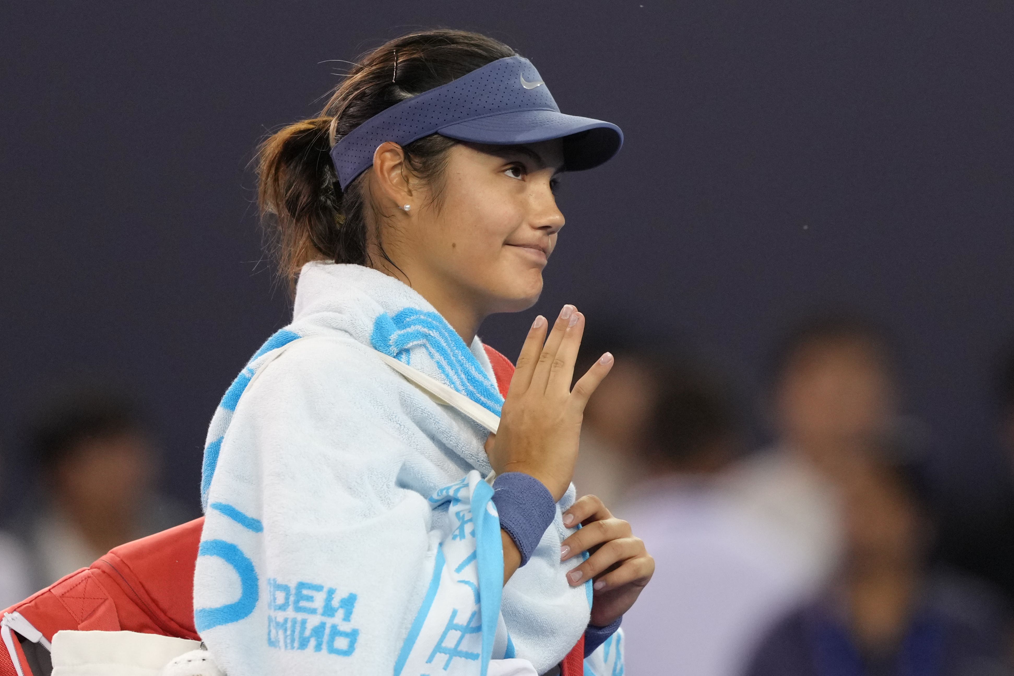 Emma Raducanu (pictured) suffered defeat to Jessica Pegula at the China Open (Andy Wong/AP)
