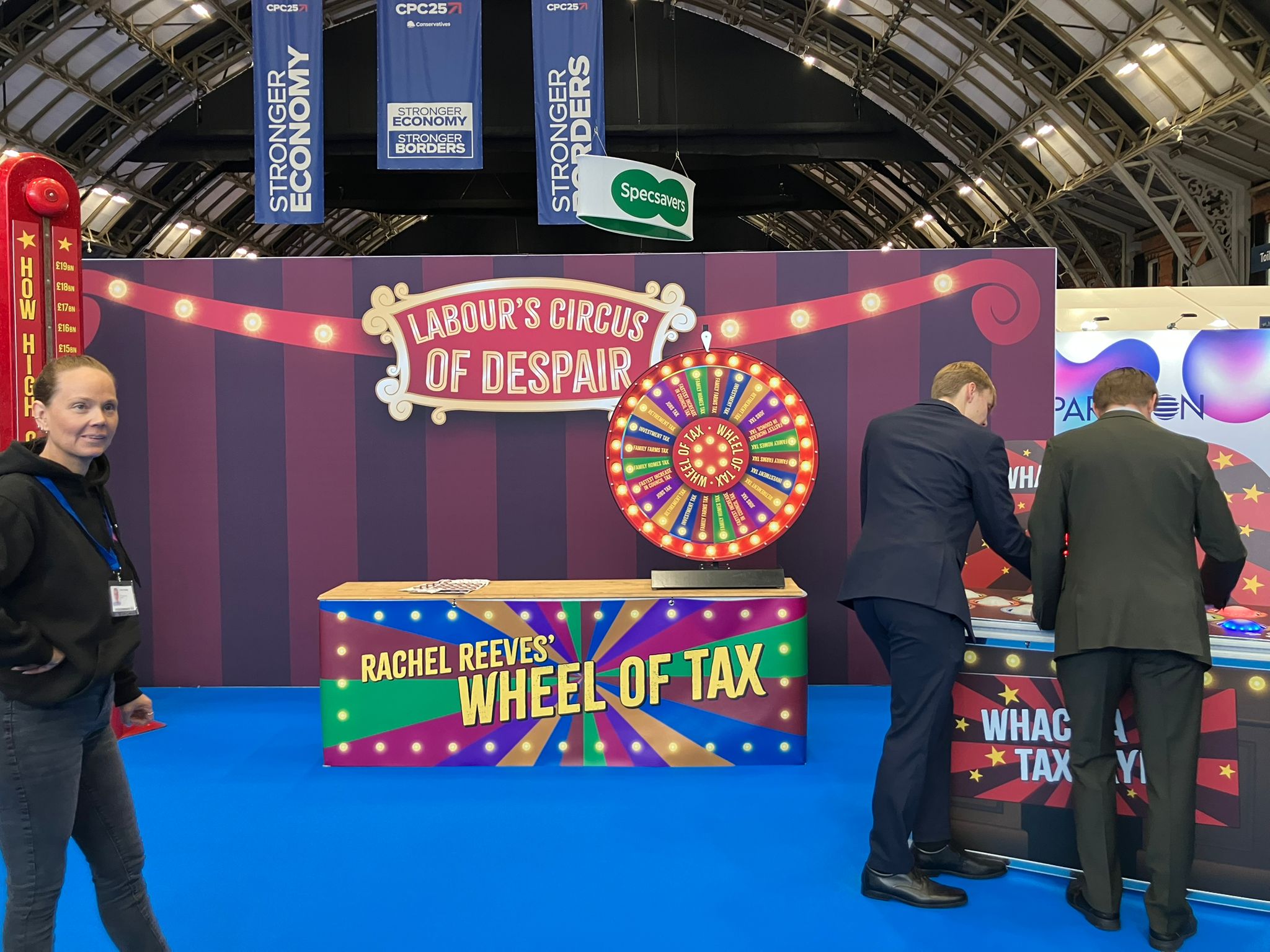 Attendees can visit Labour's 'circus of despair' and play 'whack a taxpayer'