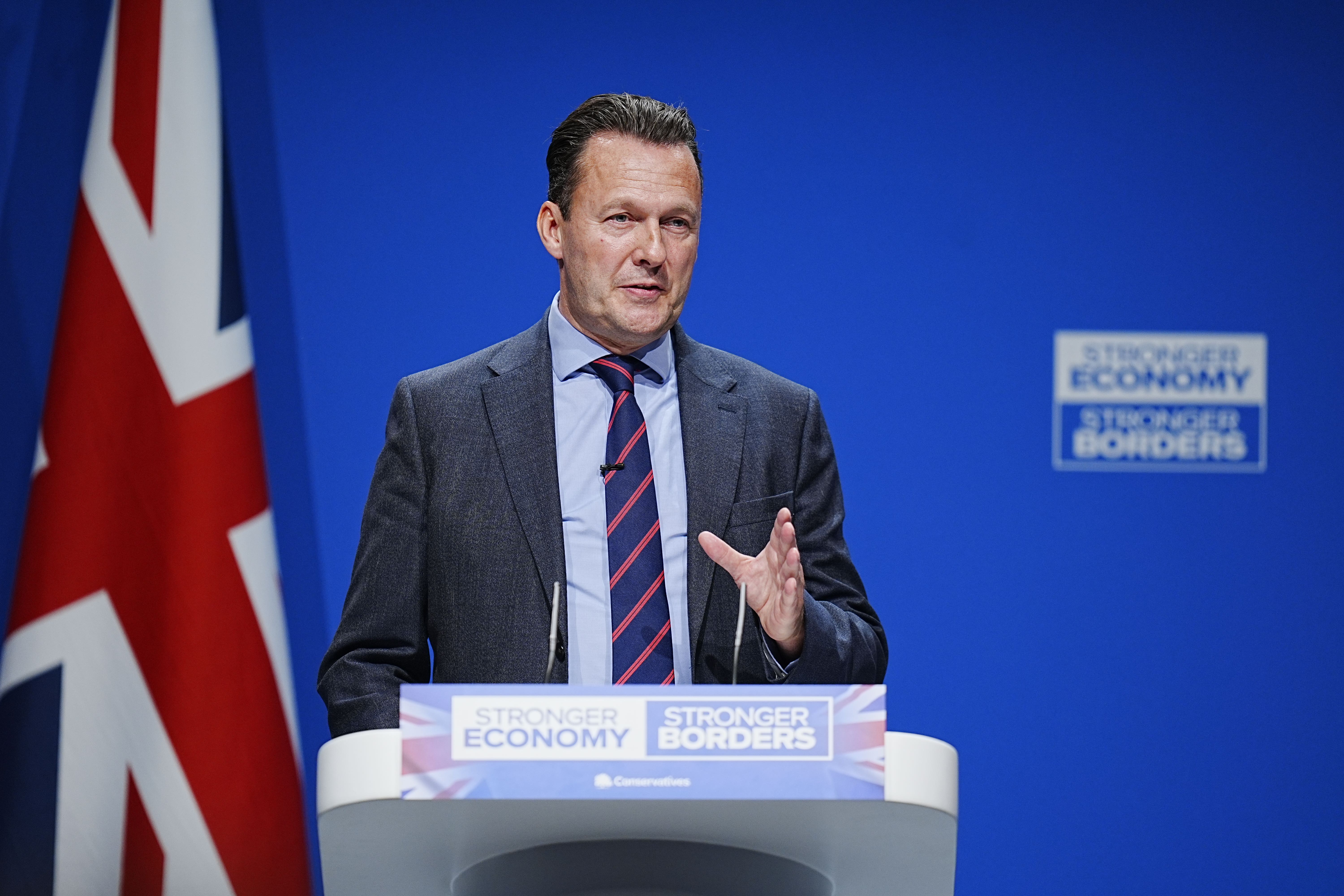Russell Findlay spoke on the main stage at the UK Conservative party conference (Peter Byrne/PA)