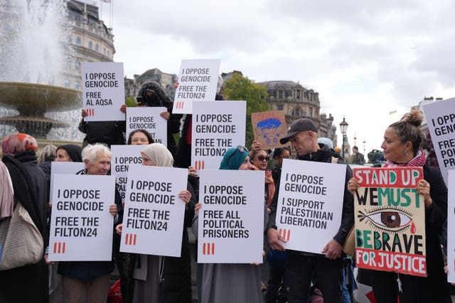 Protesters taking part in a demonstration organised by Defend our Juries (Maja Smiejkowska/PA)