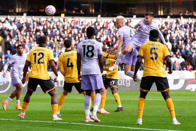 Jan Paul van Hecke scored a late header to deny Wolves (David Davies/PA)