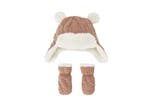 John Lewis baby bear quilted cordurory hat and mittens set