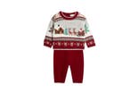 Jojo Maman Bebe burgundy red two-piece Christmas Fair Isle jumper and leggings set