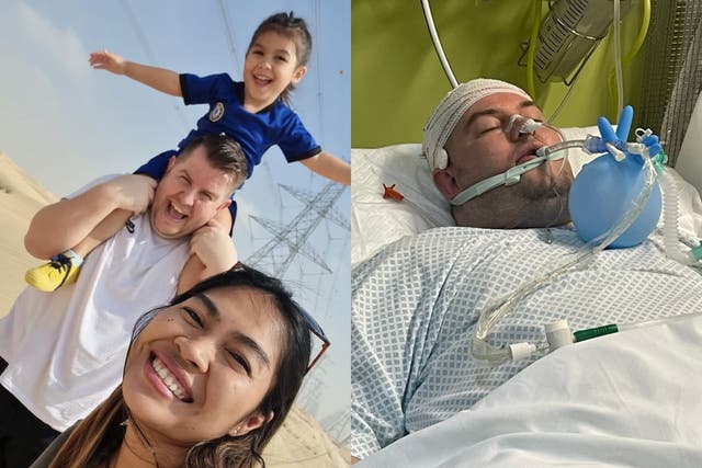 <p>Martin Orme, 41, with his wife, Lyka, and their daughter, Isabella</p>