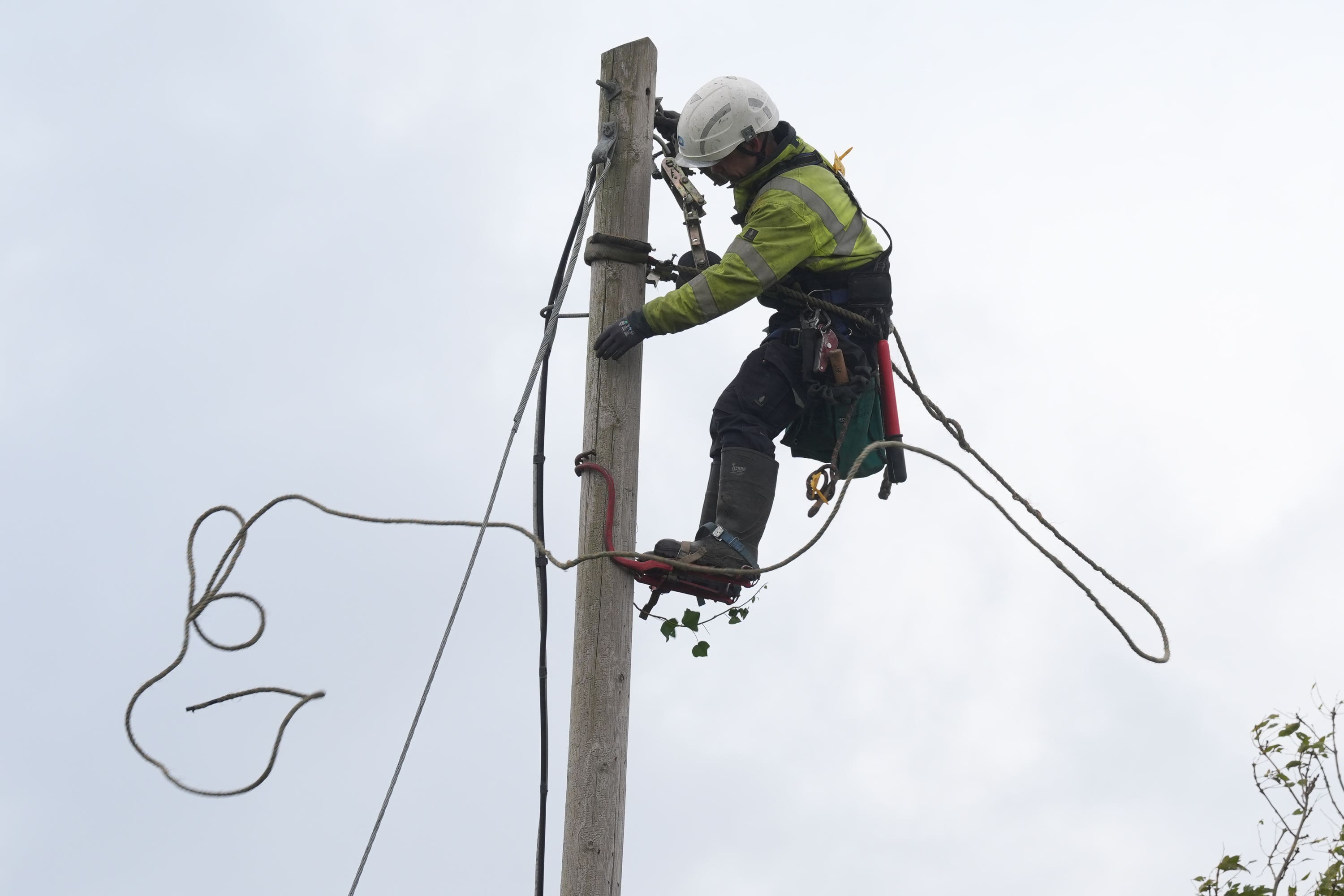 Work is continuing to restore power to thousands of homes in the aftermath of Storm Amy (Brian Lawless/PA)