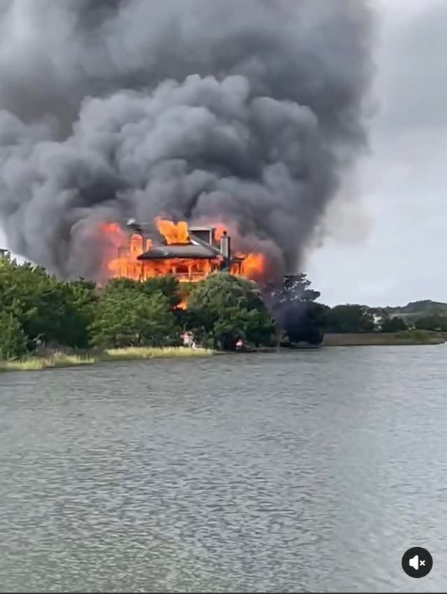 <p>Circuit Court Judge Diane Goodstein’s beachfront home ablaze in Edisto Beach, South Carolina, on Saturday</p>