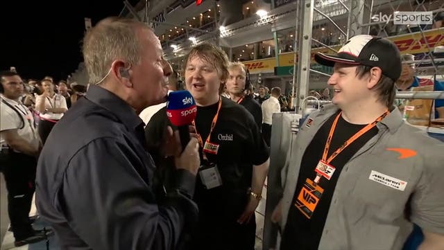 <p>Hilarious moment Martin Brundle mistakes Lewis Capaldi for his brother on Singapore F1 grid</p>