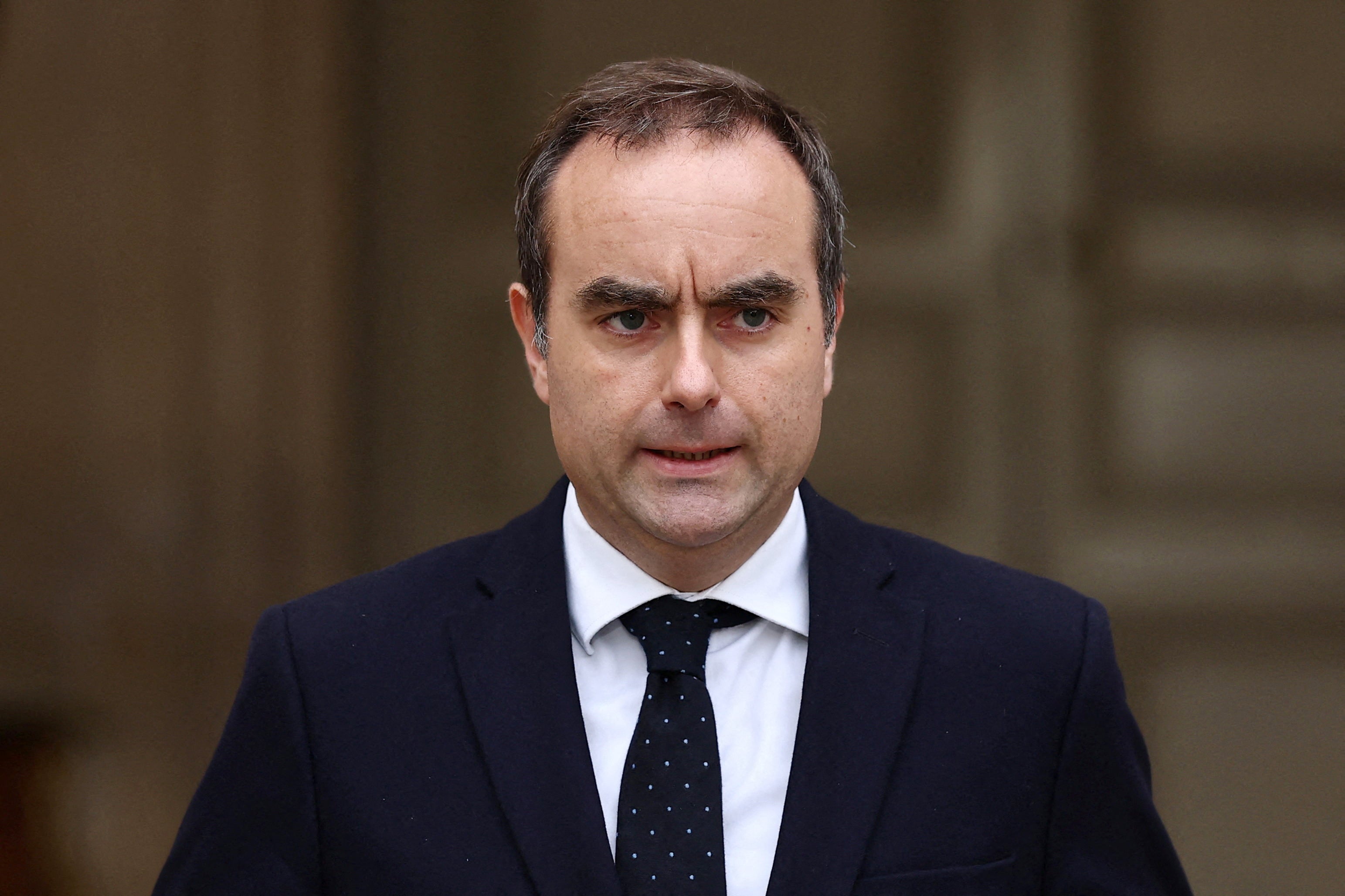Lecornu (pictured on Monday) handed in his resignation in the early hours of Monday morning, accepted by close ally Macron