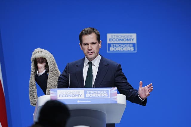 Shadow justice secretary Robert Jenrick claimed to have uncovered judges who ‘blur the line between adjudication and activism’ in his speech to the Conservative conference (Peter Byrne/PA)