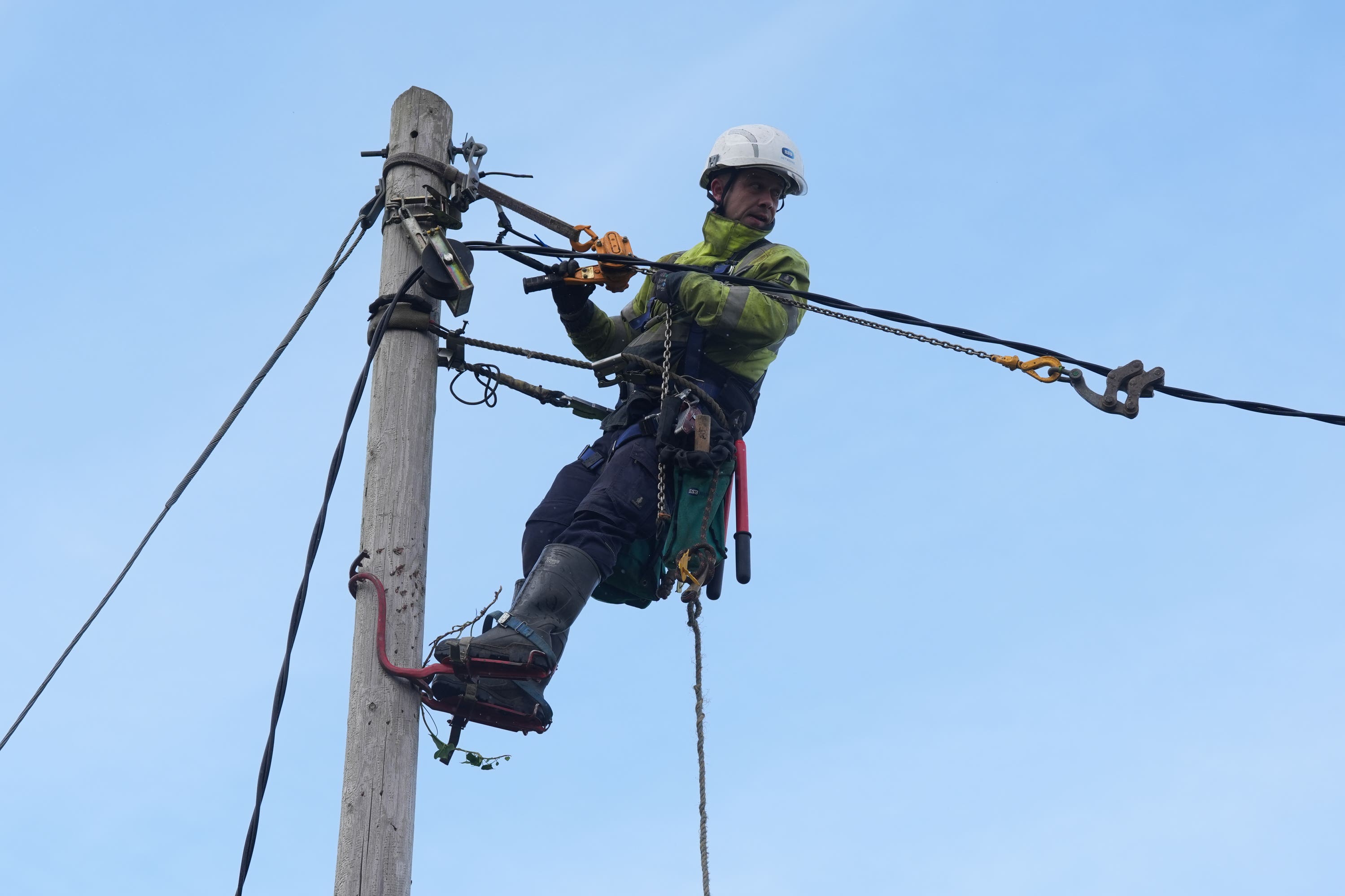 Work is ongoing to restore power to more than 1,000 homes in the aftermath of Storm Amy (Brian Lawless/PA)