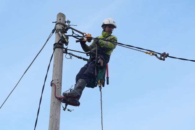 Work is ongoing to restore power to more than 1,000 homes in the aftermath of Storm Amy (Brian Lawless/PA)