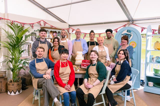 <p>The Great British Bake Off Series 16 contestants (back row, left to right) Toby, Nadia, Aaron, Leighton, Jessika, Jasmine, Hassan and Lesley; and (front row, left to right) Tom, Pui Man, Iain and Nataliia</p>