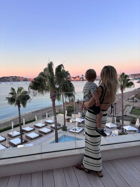 Watching the sunset from our Sea View Suite at Nobu Ibiza Bay Hotel. Outfit pictures is from Wanderlust Stories.