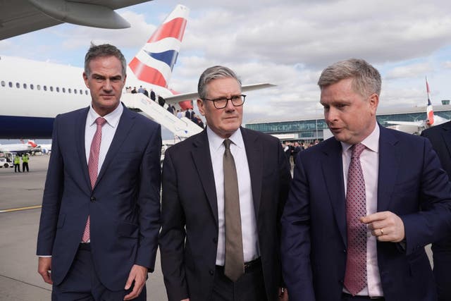 Sir Keir Starmer (centre) heads to India (Stefan Rousseau/PA)