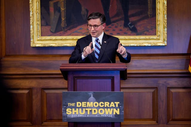 <p>Speaker of the House Mike Johnson (R-LA) has continued to blame Democrats for the government shutdown.</p>