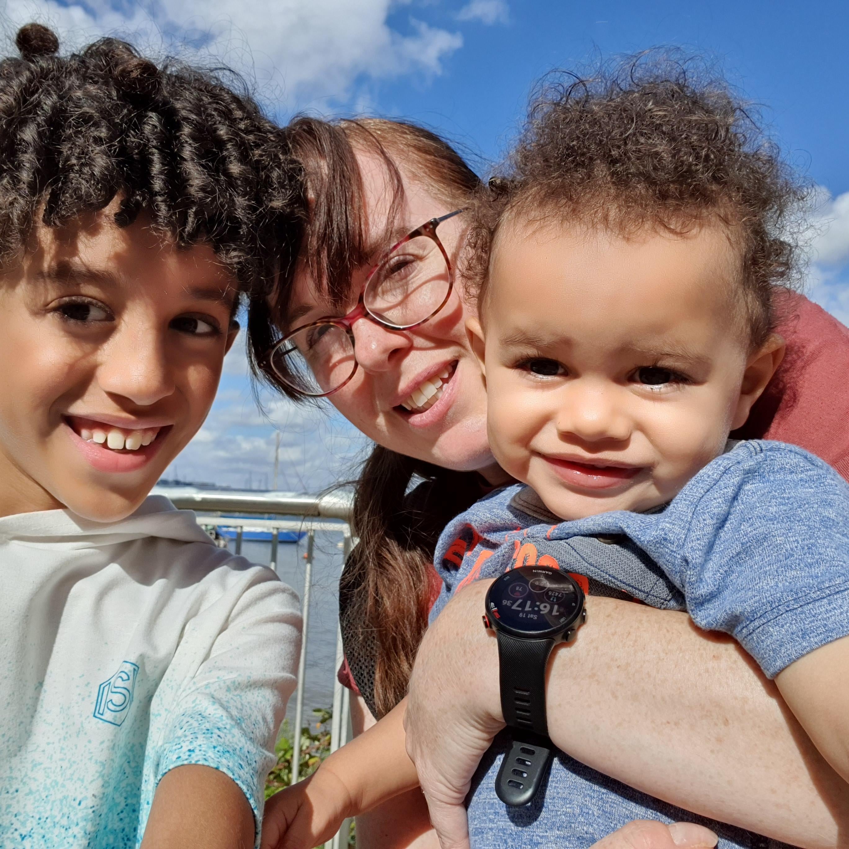 <p>Cornea transplant recipient Laura Grady with her two sons</p>