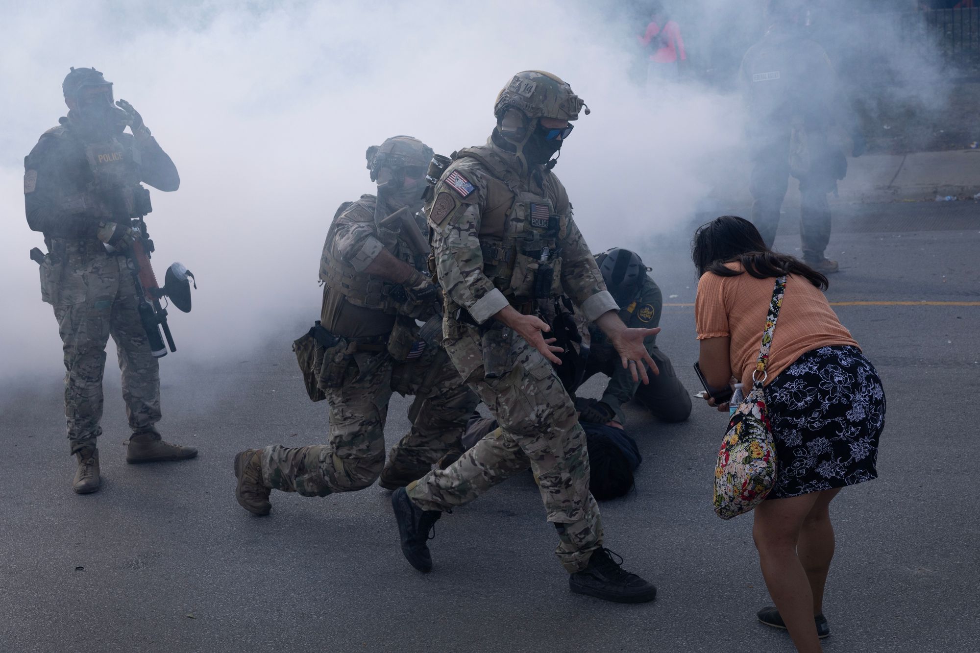 Federal law enforcement agents tear gassed community members and activists opposing their immigration raids in the city on October 4, 2025