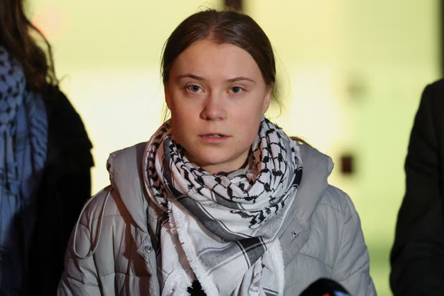 <p>Greta Thunberg denuncia haber sido golpeada en un centro de detención israelí, aunque los funcionarios del país niegan las afirmaciones</p>