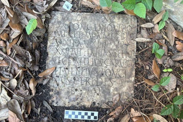 <p>The ancient Roman tombstone was found in a New Orleans couple's garden, under six years of overgrowth</p>
