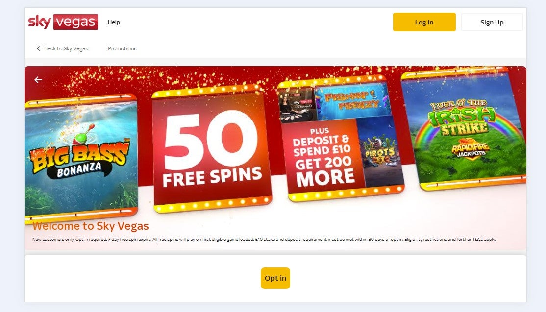 Sky Vegas has one of the best casino sign up offers around