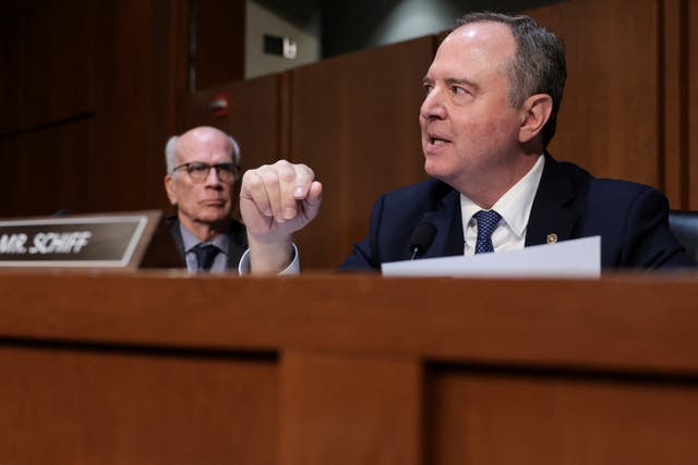 <p>Democratic Senator Adam Schiff faced a barrage of personal attacks from Attorney General Pam Bondi during a Senate hearing this week</p>