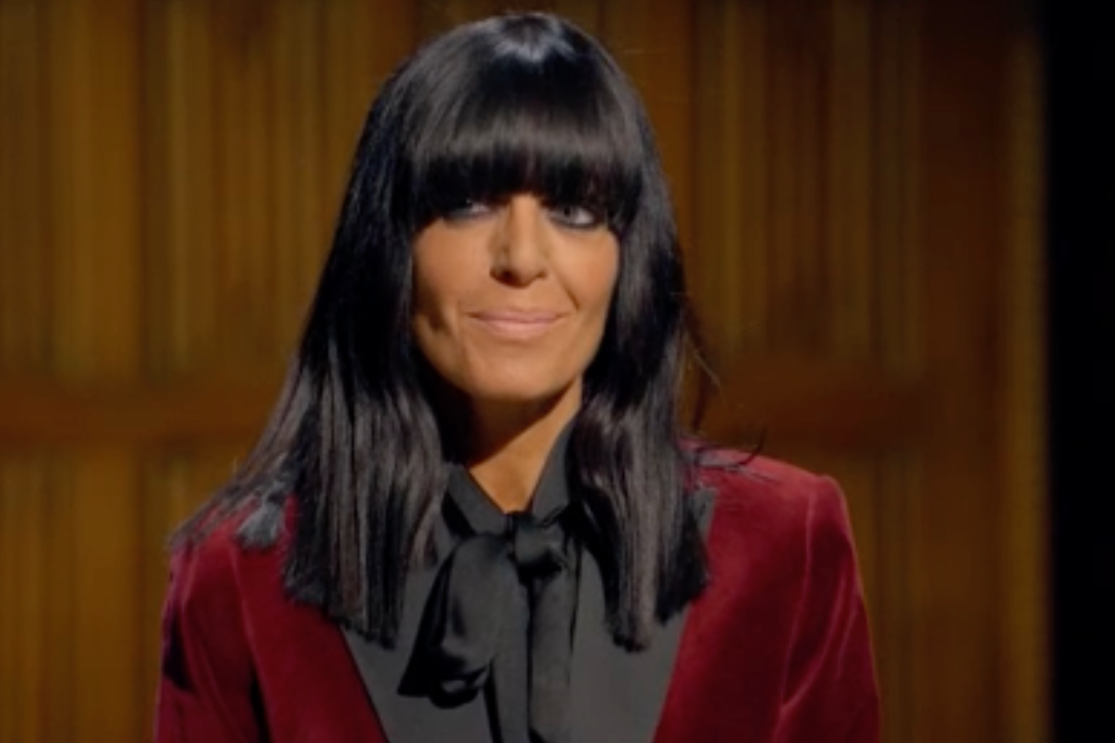 The presenter opted for a red velvet blazer from Reiss
