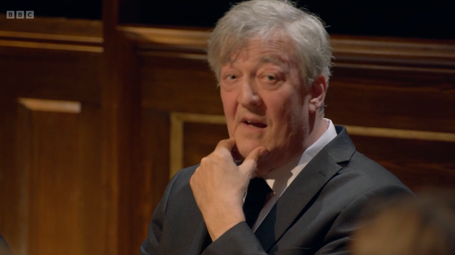 <p>Stephen Fry in The Traitors</p>