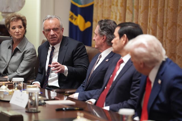 <p>Human Services Secretary Robert F. Kennedy, Jr., speaks as President Donald Trump holds a cabinet meeting at the White House.</p>