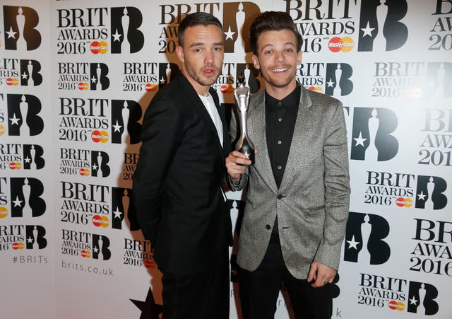 <p>Liam Payne and Louis Tomlinson from One Direction at the BRIT Awards 2016</p>