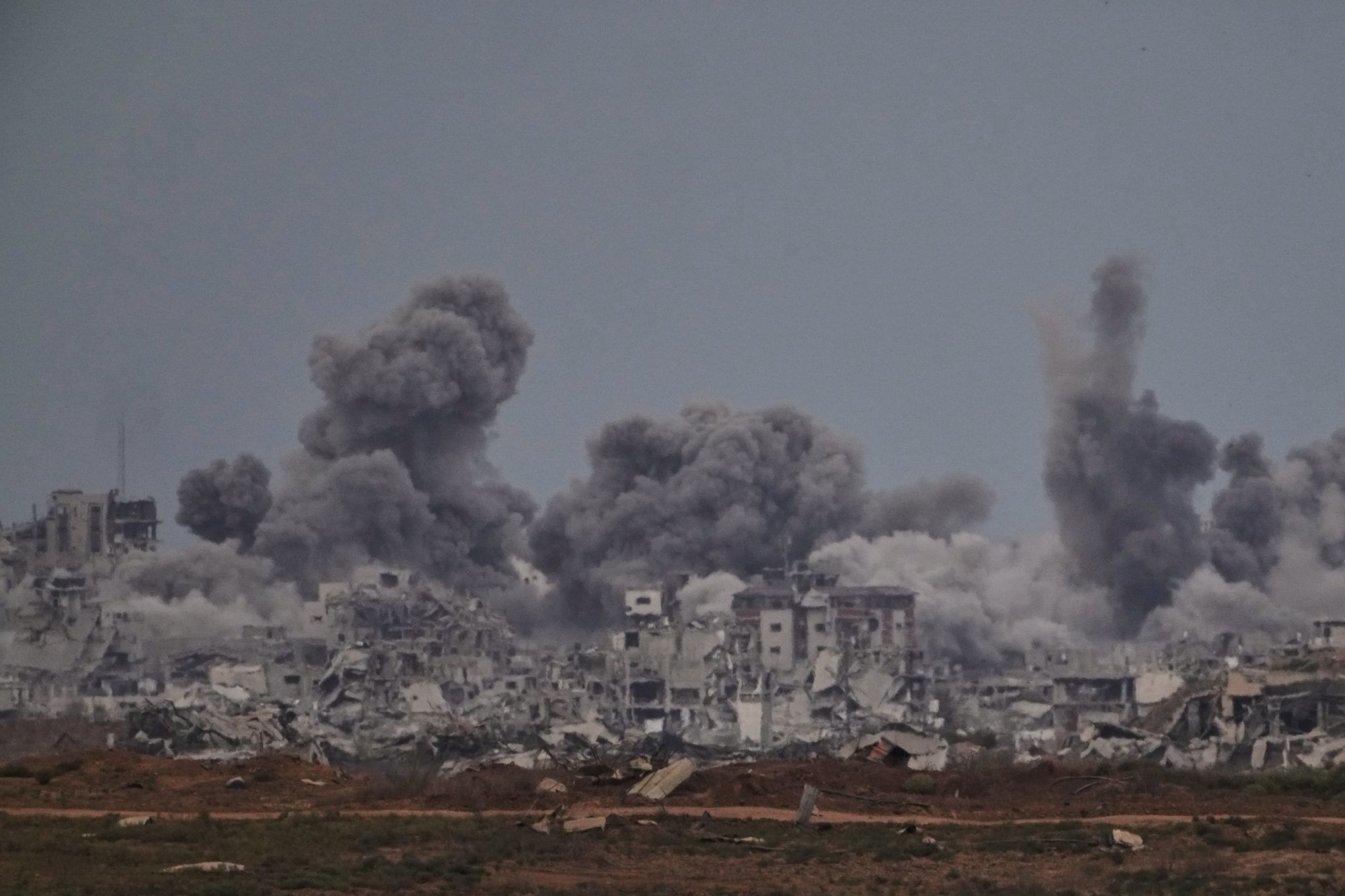 Plumes of smoke were seen rising above Gaza on Thursday morning