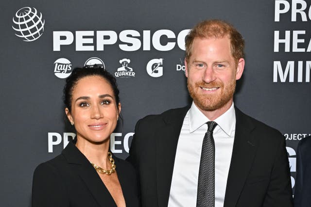 The Duke and Duchess of Sussex attend the third annual World Mental Health Day Gala, hosted by Project Healthy Minds (Evan Agostini/AP)