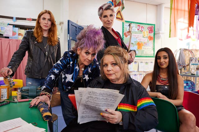 <p>Lorraine Ashbourne and Joanna Scanlan in 'Riot Women'</p>