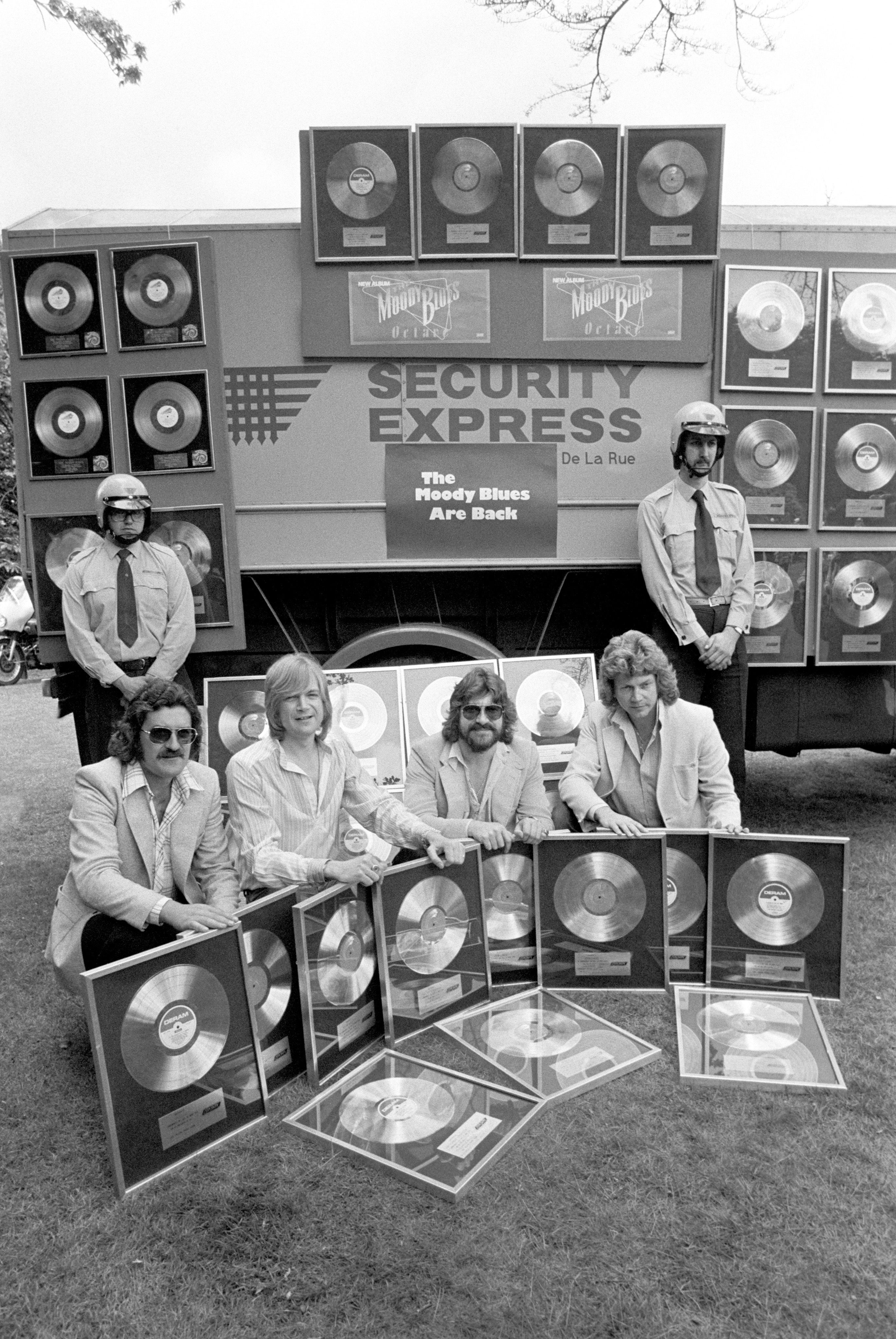 The Moody Blues (from left: Ray Thomas, Justin Hayward, Graeme Edge and John Lodge)