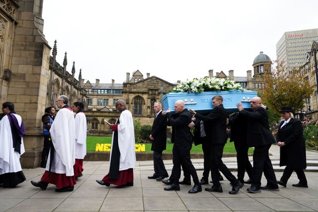 The coffin of Ricky Hatton is carried into Manchester Cathedral (Danny Lawson/PA)