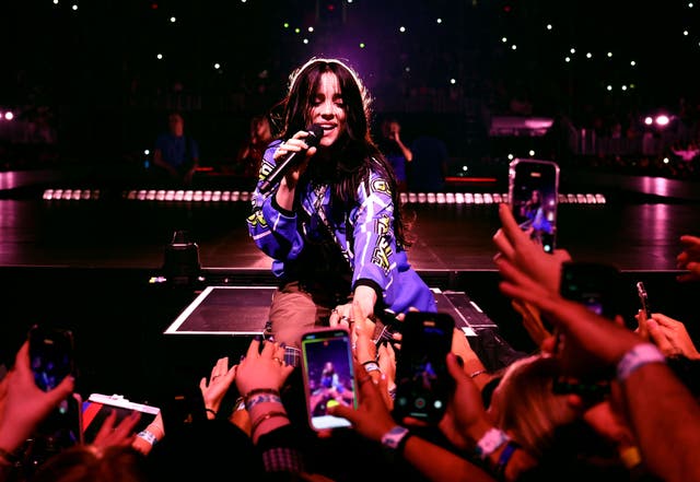 <p>Billie Eilish performing during her 'Hit Me Hard And Soft: The Tour' in Miami, Florida on October 9, 2025</p>