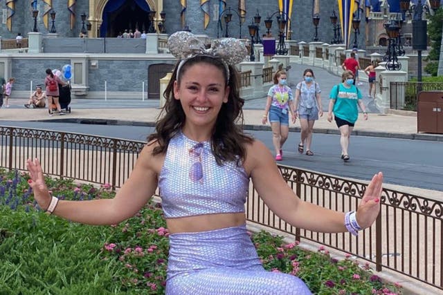 <p>Former Disney Cruise Line cast member Caitlin Hornik, seen at Disney World in 2021, reacts to Disney's latest price hikes</p>