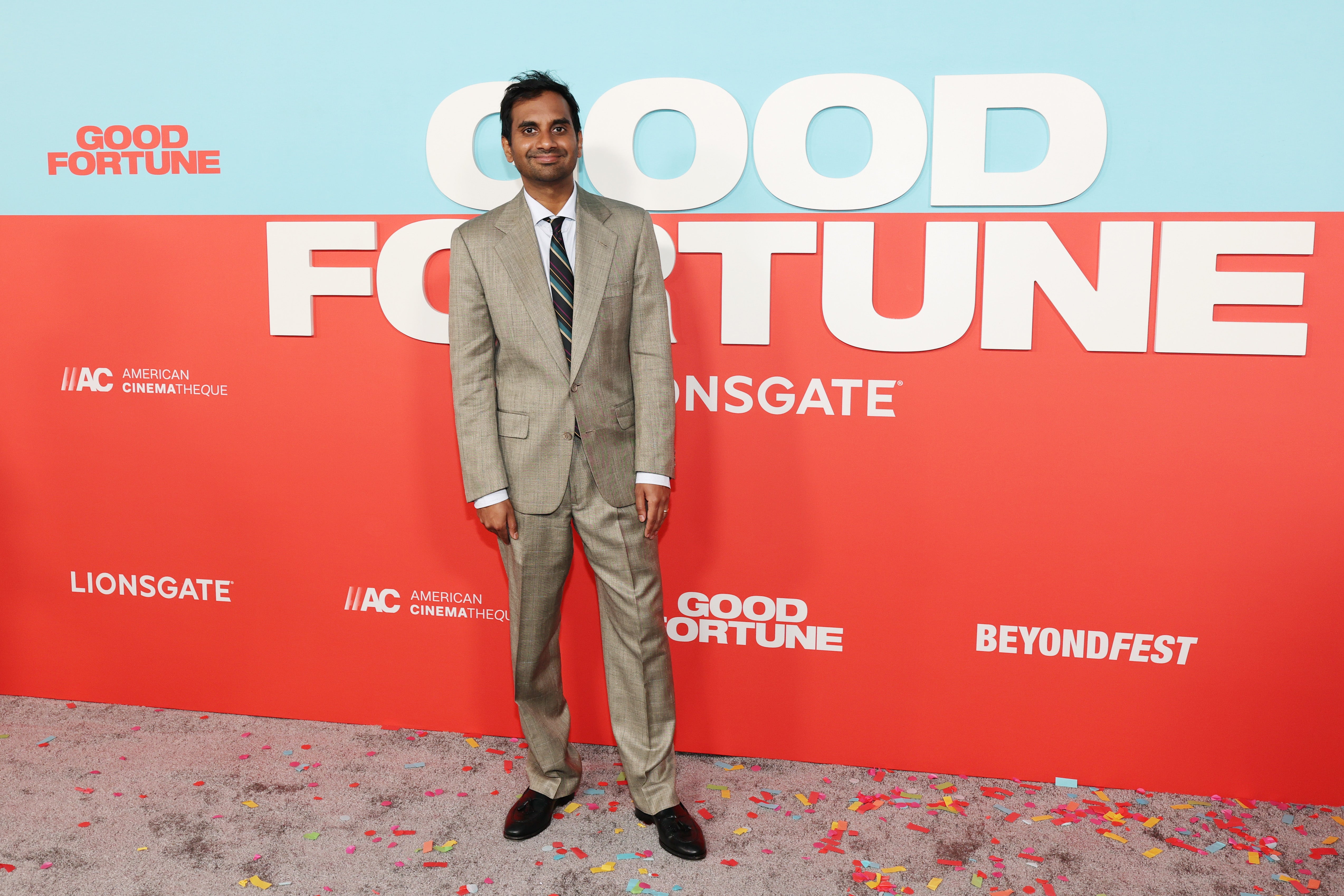 <p>Aziz Ansari at the 2025 Beyond Fest LA screening of Lionsgate's "Good Fortune" in Los Angeles</p>