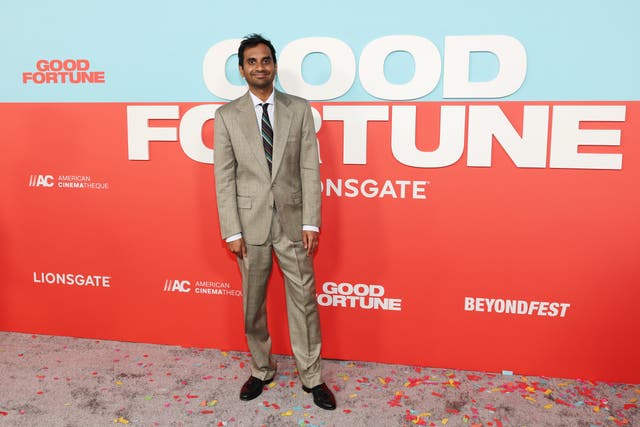 <p>Aziz Ansari at the 2025 Beyond Fest LA screening of Lionsgate's "Good Fortune" in Los Angeles</p>