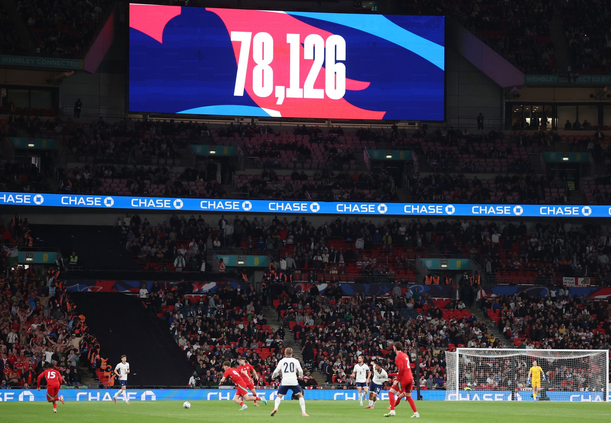 <p>The attendance is shown during the International Friendly between England and Wales at Wembley Stadium </p>