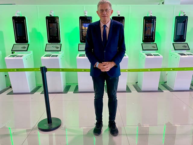 <p>Under pressure? Entry-exit system kiosks at Palma airport, Mallorca</p>