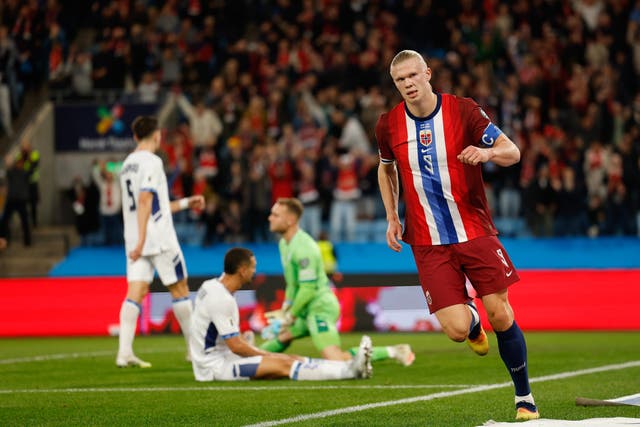 Haaland continued his fine form in front of goal (Jonas Been Henriksen/AP)