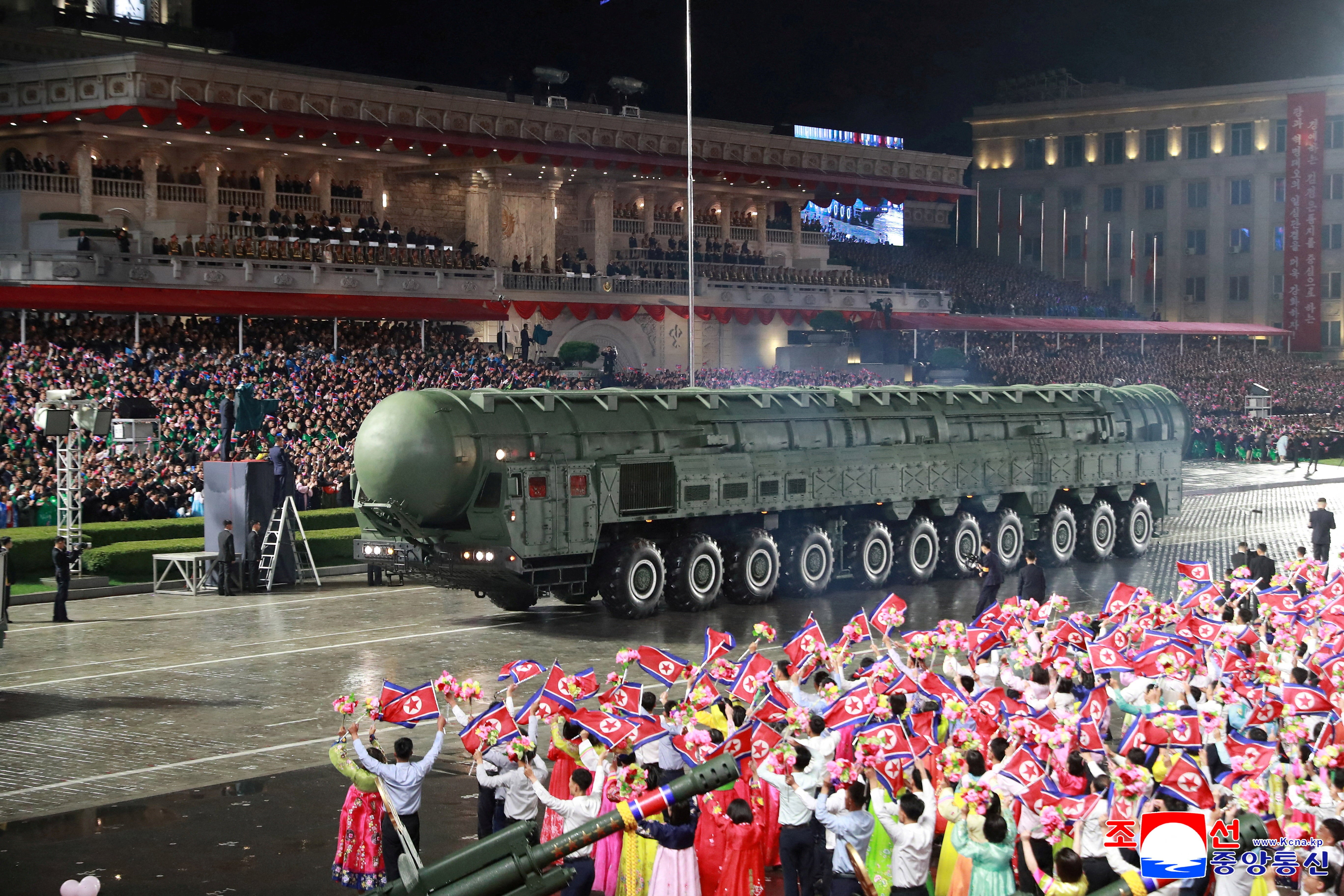 <p>Military parade celebrating the 80th anniversary of the founding of the ruling Workers' Party of Korea (WPK), in Pyongyang, North Korea</p>