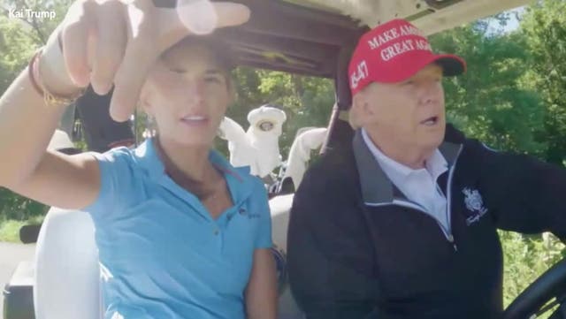 <p>Kai Trump uploaded a video showing her on a golfing trip with the president in which she asked about her uncle Barron</p>